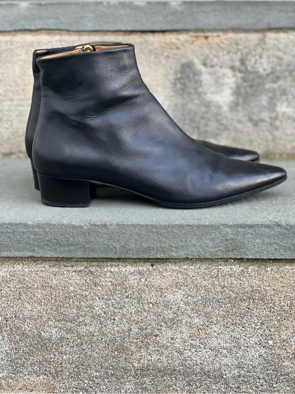 The Row Ambra black leather boots 7.5